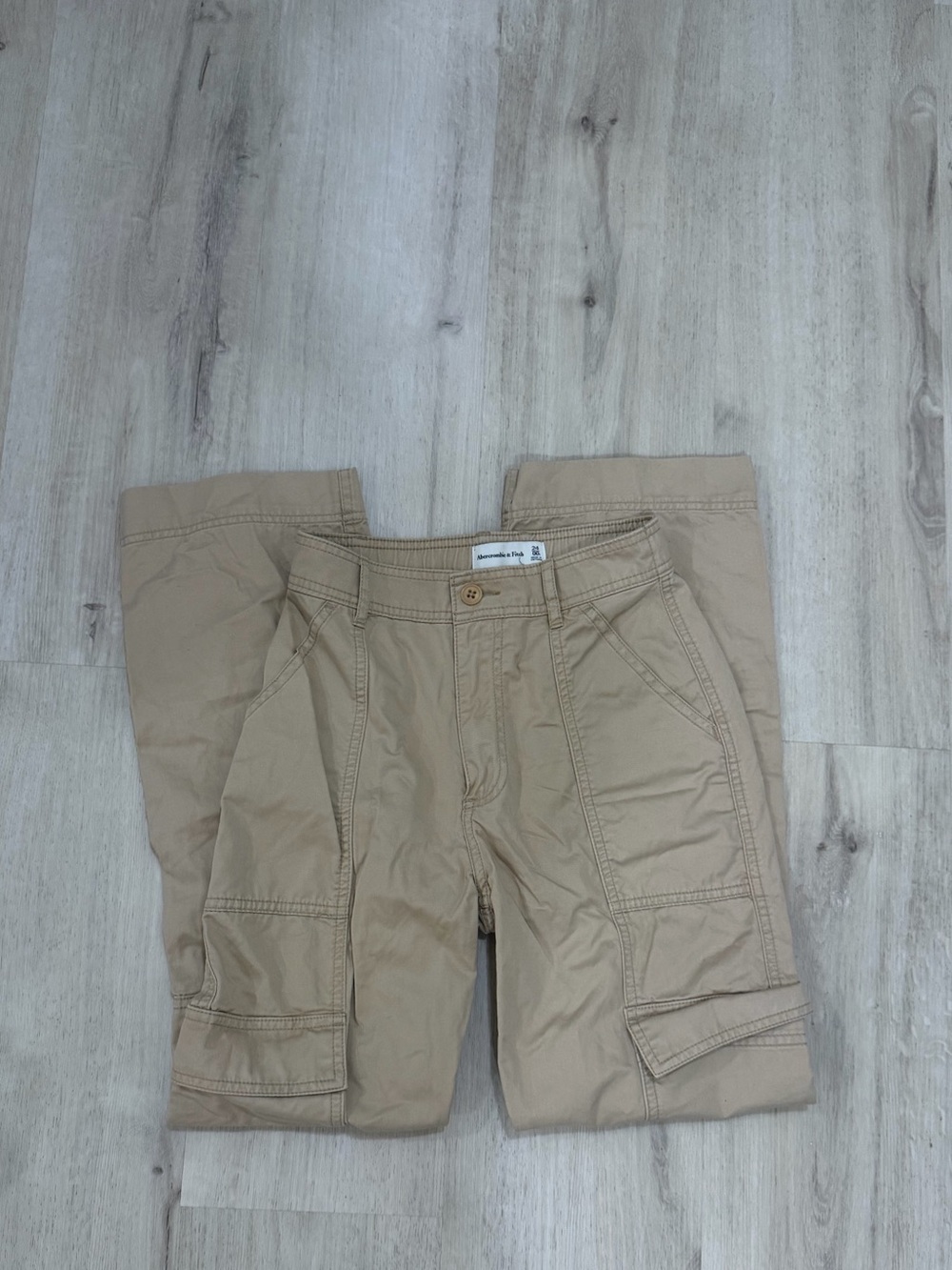 Abercrombie & Fitch Women's Tan Straight-Leg Cargo Pants